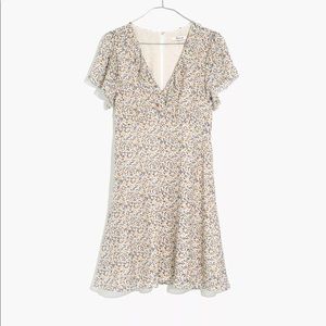Madewell Floral Silk Ruffle-Neck Mini Dress NWT